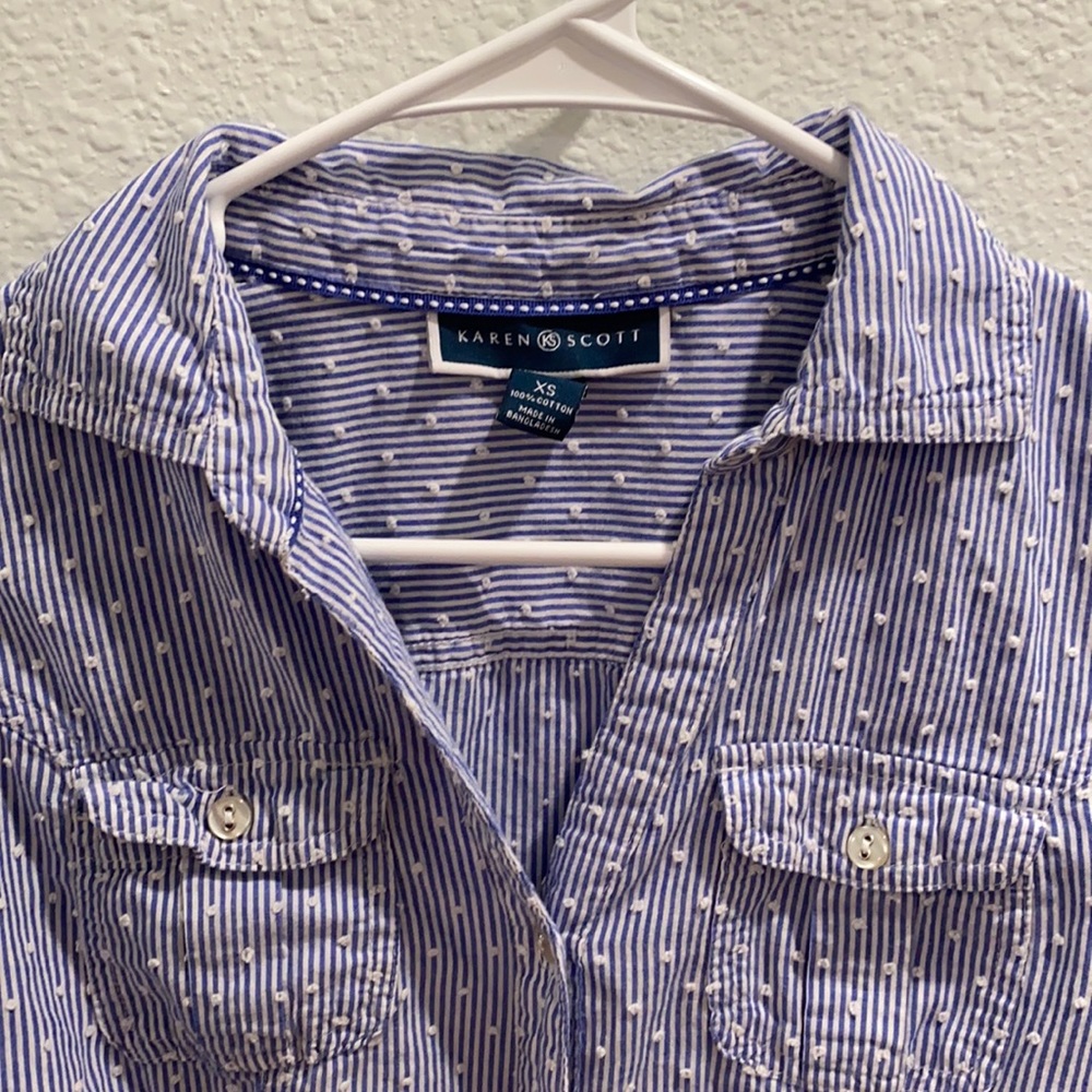 Button Down Striped Tee